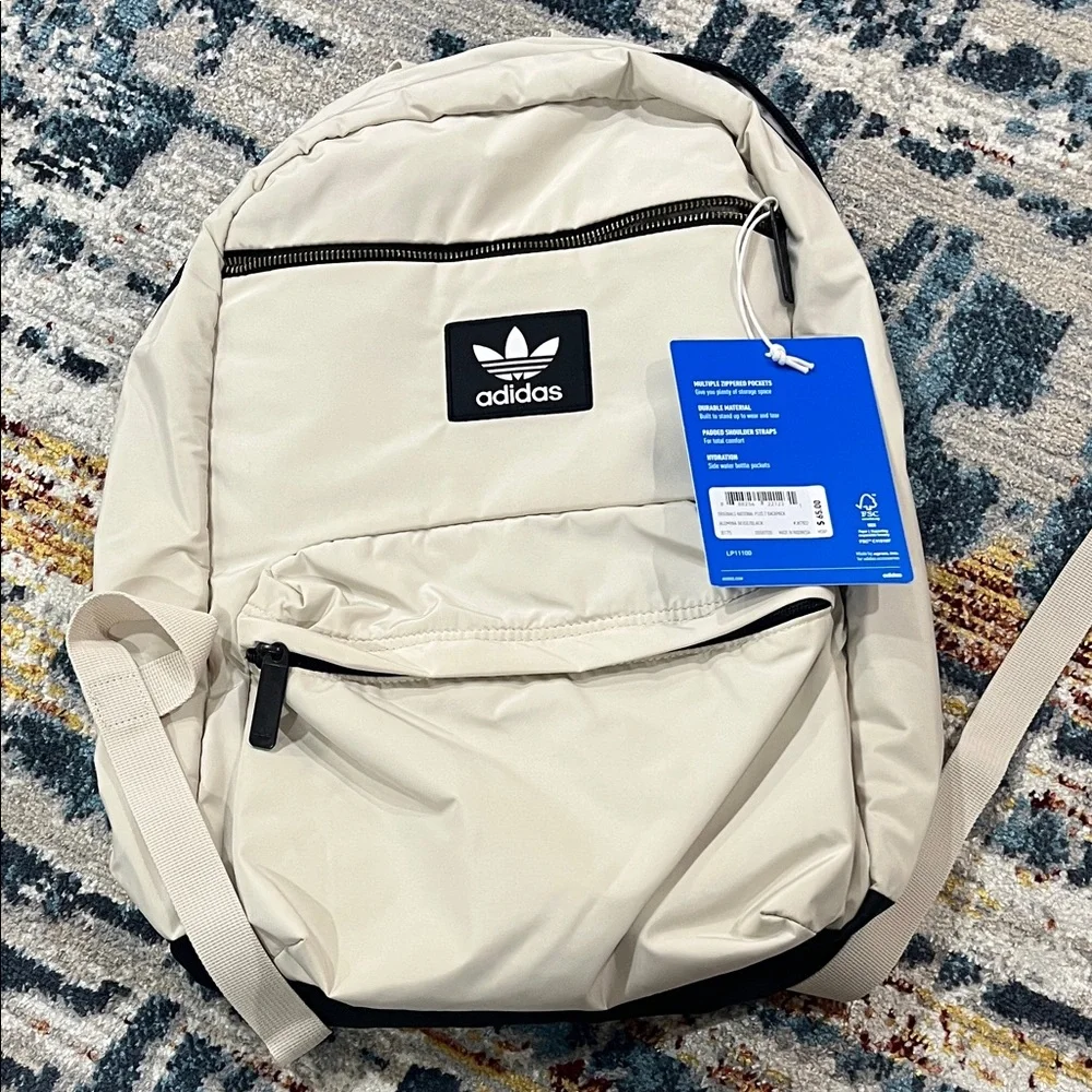 Adidas Beige Backpack with Black Accents